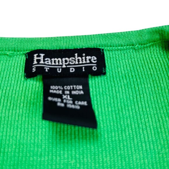 Hampshire Studio Green V-Neck Sweater XL 100% Cotton Monogram Embroidered "S" - Picture 2 of 11